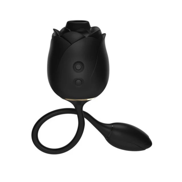 Dark Rose Suction Vibrator - Black