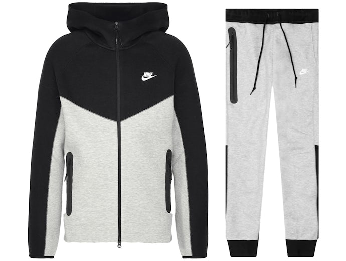 Nike Sportswear Tech Fleece Windrunner Full Zip Hoodie & Joggers Set Dark Grey Heather/Black/White