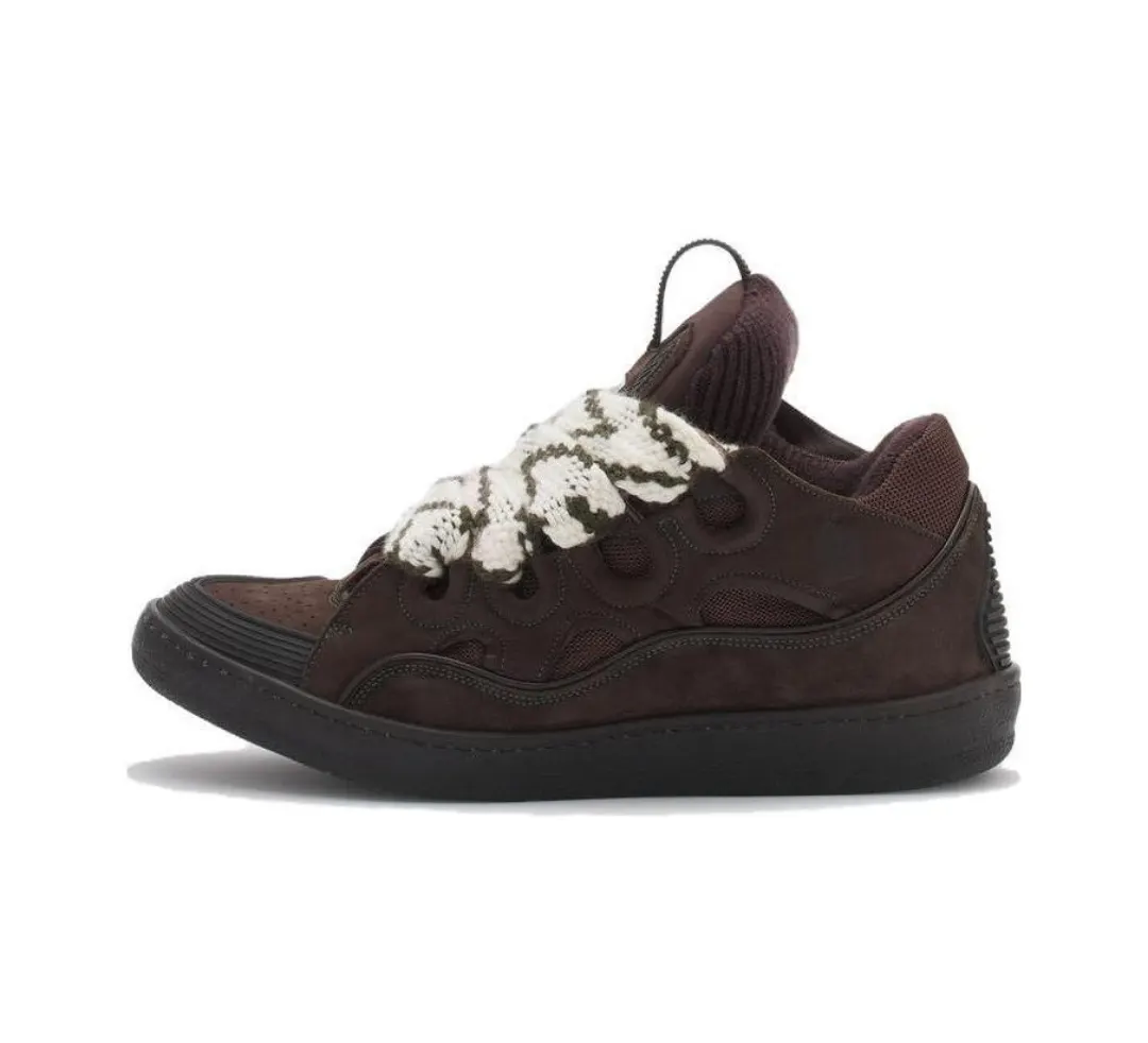 Lanvin Sneakers Calfskin, Polyester in Brown