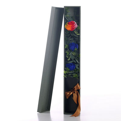 Soap Flower - 1 rainbow 2 blue roses