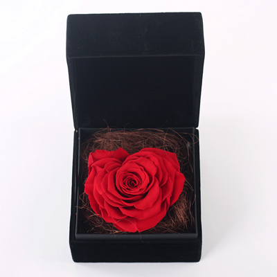 Black Gift Box Heart Shaped Red Rose