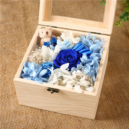 Preserve flowers Dark blue 1 flower + 1 bear