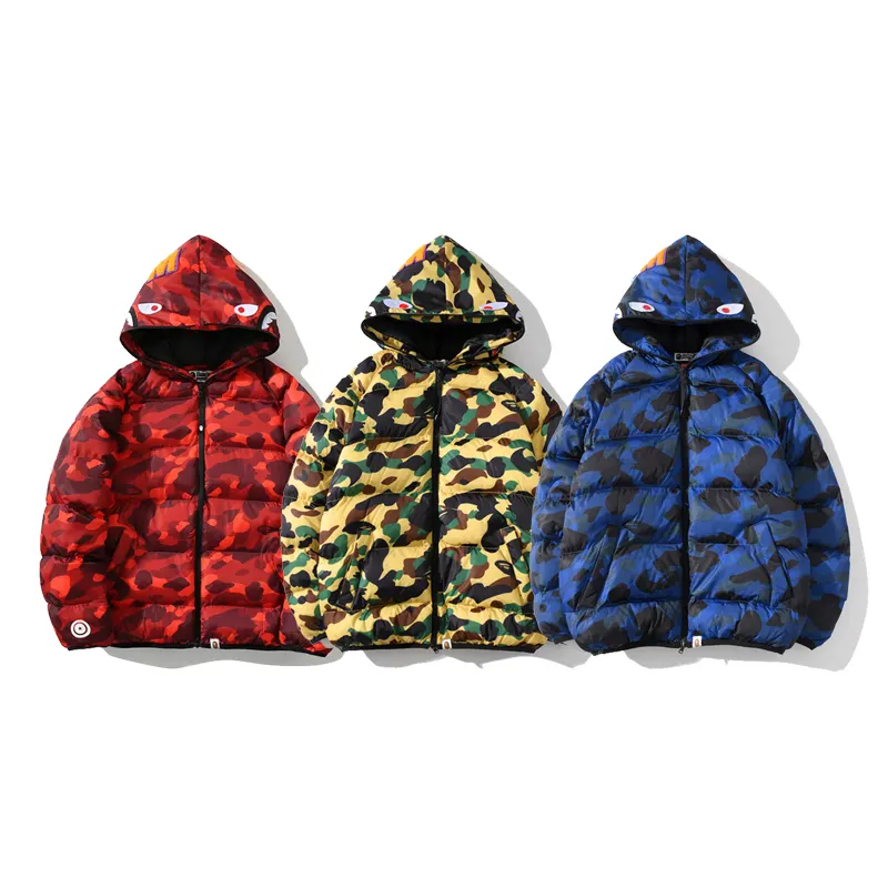 Bape Shark Parka Jacket Red & Yellow & Blue