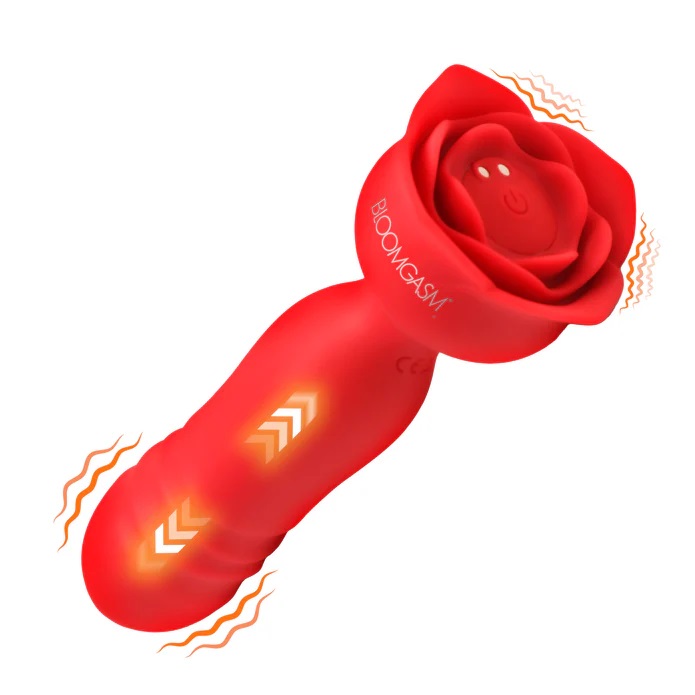 Rose Delight Thrusting Vibrator - Red