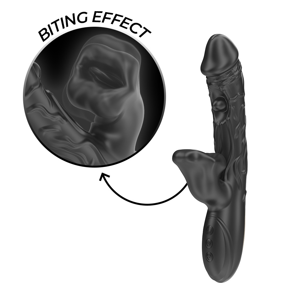 Realistic Biting Rabbit Vibrator - Black