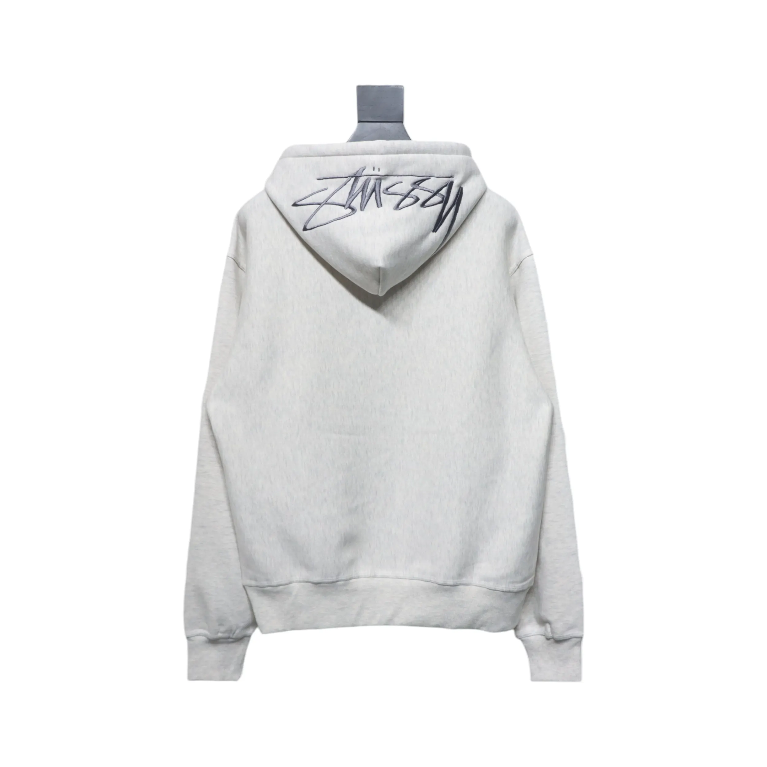 Stussy Logo Embroidered Hoodie gray