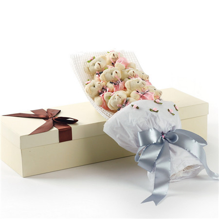 9 gift boxes for pink bear bouquet