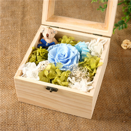 Preserve flowers Sky blue 1 flower + 1 bear