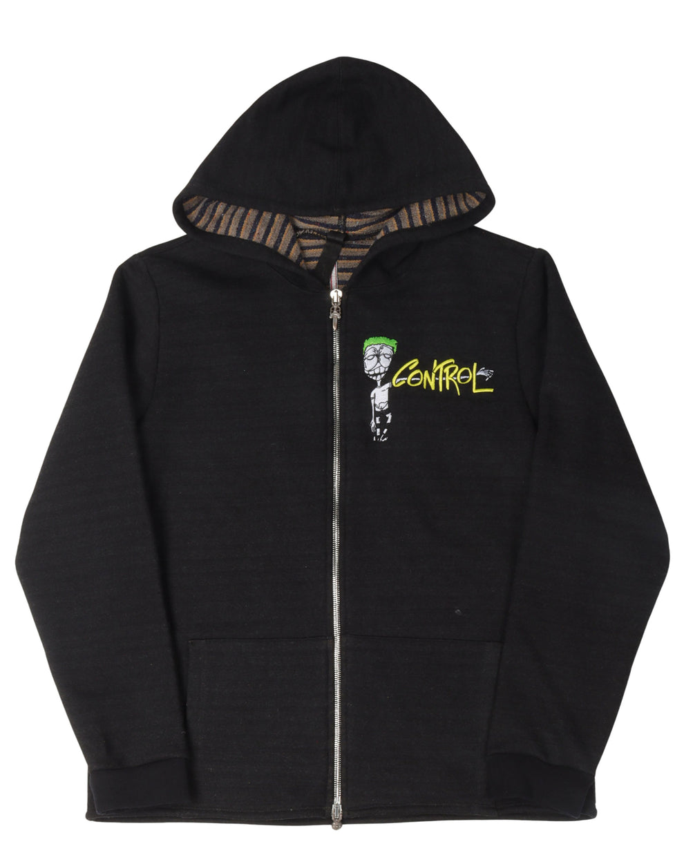 Chrome Hearts Matty Boy Striped Embroidered “Control/Be Aware” Zip-Up Hoodie