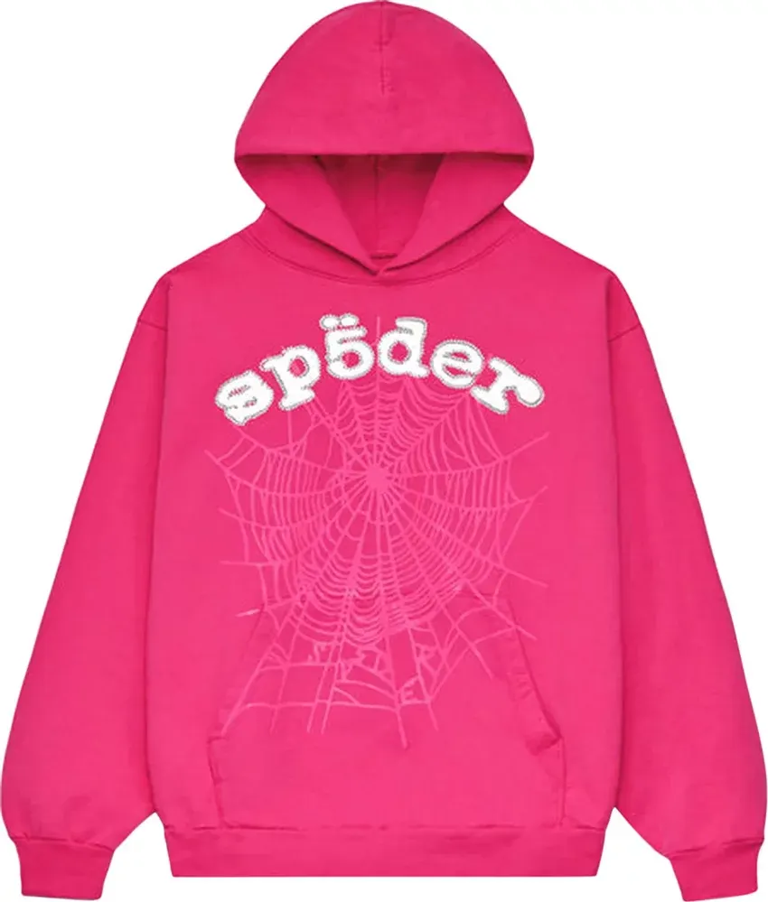 Sp5der Legacy Hoodie Pink and white
