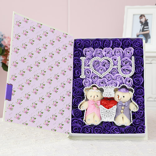Soap Flower IU+Hand Bear Purple
