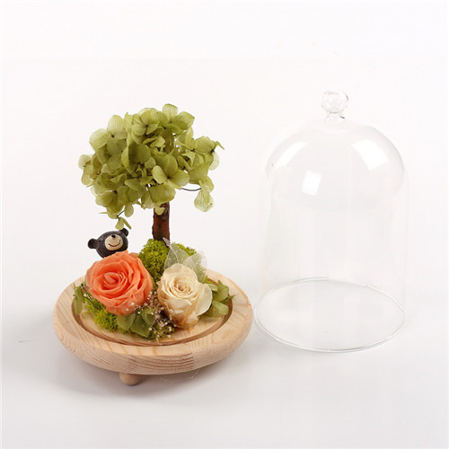 Flower preservation glass cover resin green