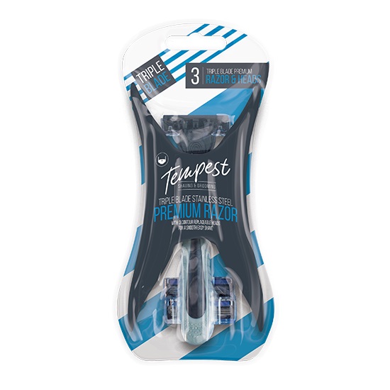 Mens Replaceable Triple Blade Razors 1+2's Pack