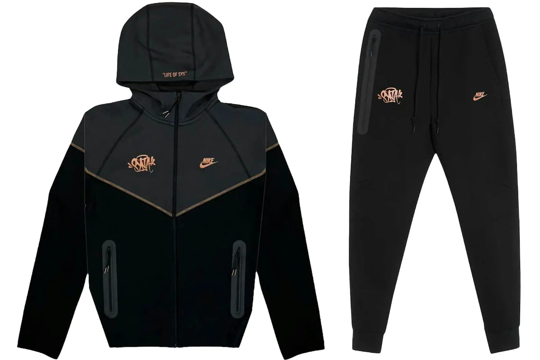Nike Sportswear x Central Cee Tech Fleece Hoodie & Joggers Set Black/Metallic Red Bronze