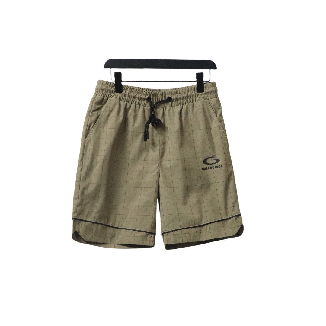 Balenciaga Plaid Letter Embroidered Shorts