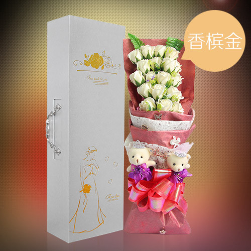 19 Champagne Soap Flower Gift Box