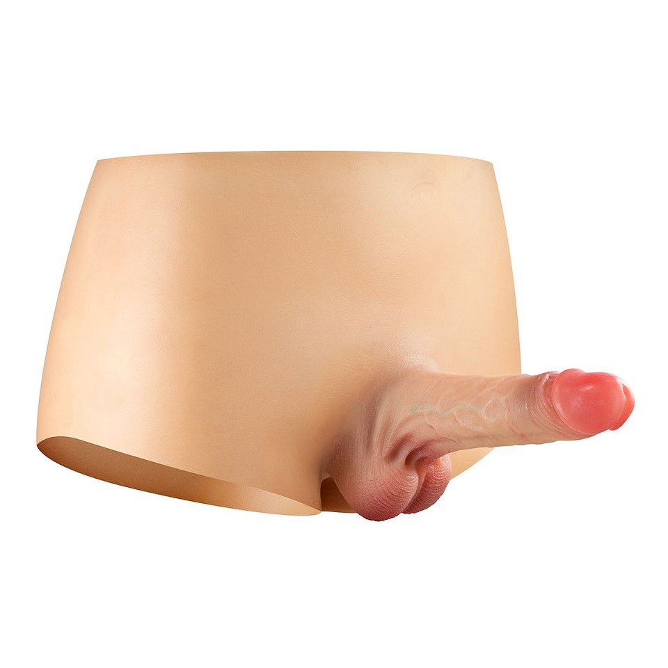 Hollow Realistic Dildo Suit - Flesh - L/XL