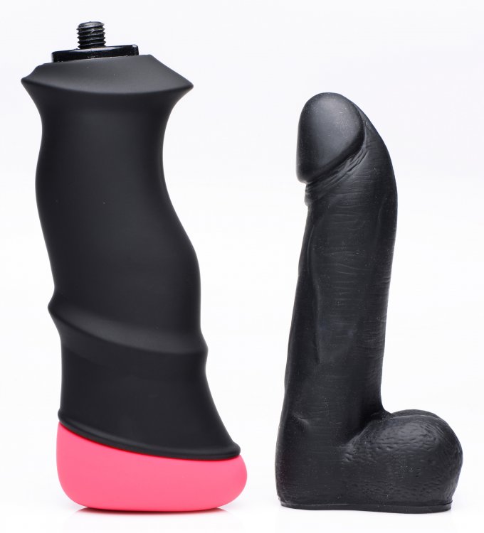 Mega-Pounder Hand-Held Thrusting Dildo - Black