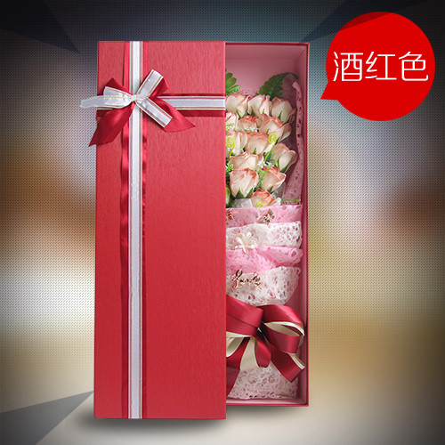 Soap flower gift box fresh wine red