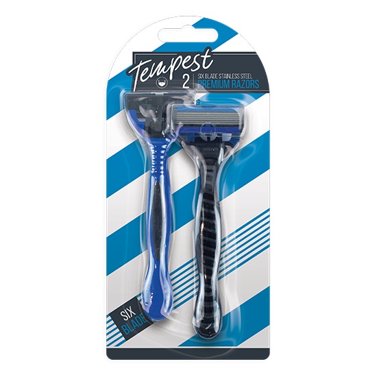 Mens Disposable Six Blade Razors 2's Pack