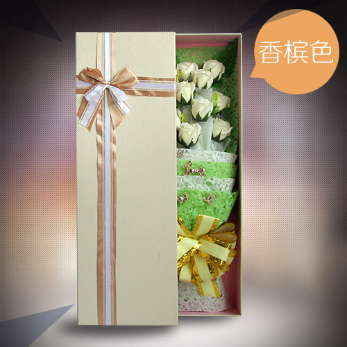 Soap Flower Gift Box Single Champagne Color