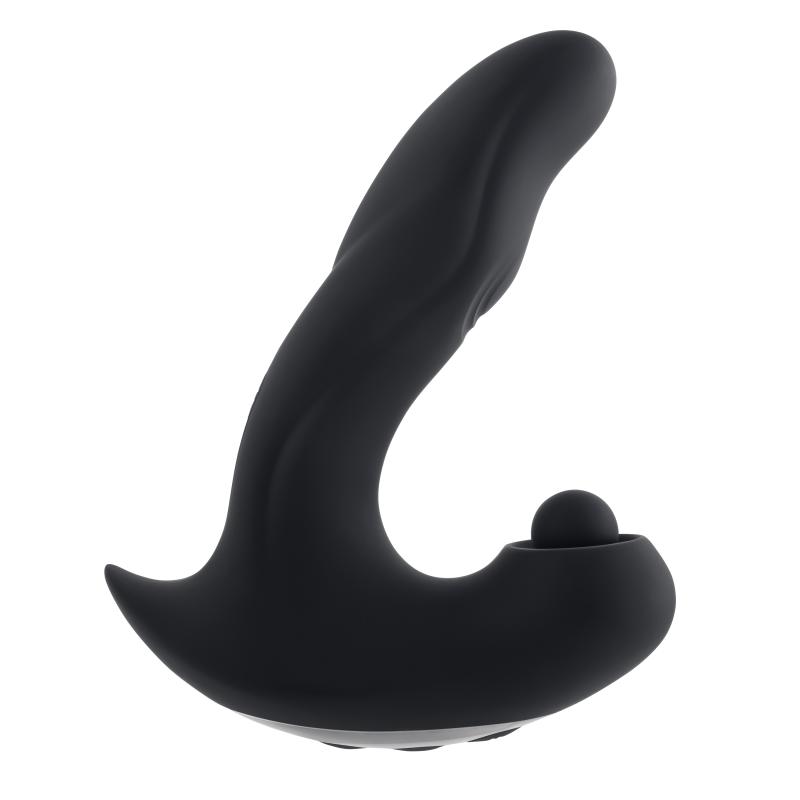 Mad Tapper Vibrator W Clit Stimulator - Black