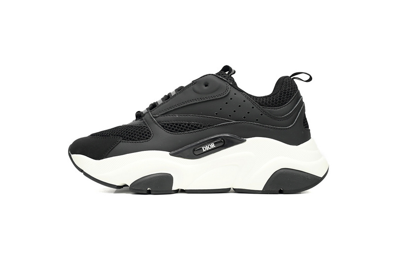 Dior White, Blue, & Black 'B22' Sneakers Black And White