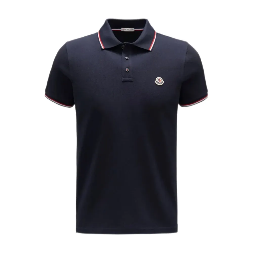 Moncler Logo Polo Shirt Navy blue/Red/White