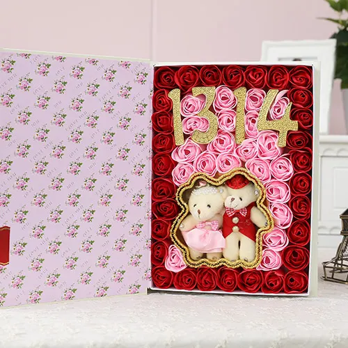 Soap Flower 1314+Hug Bear Red