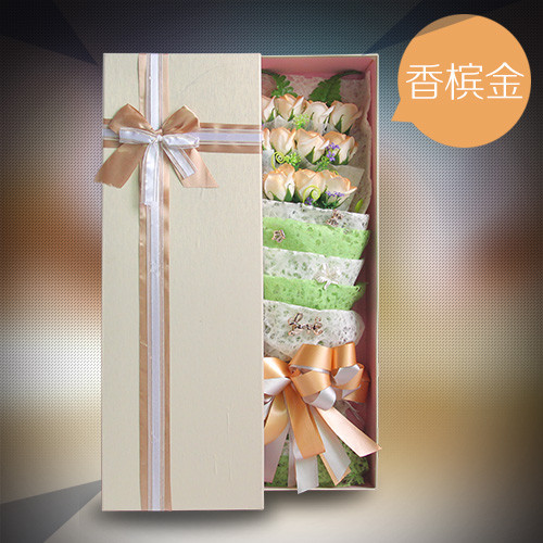 Soap flower gift box fresh light champagne color