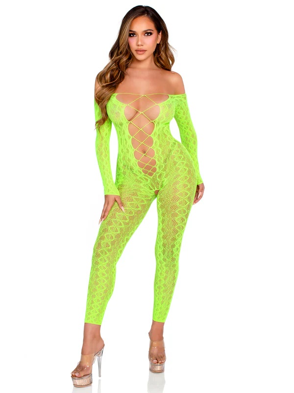 Flawless Vibes Python Bodystocking - Neon Green