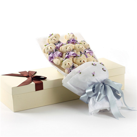 9 gift boxes for purple bear bouquet