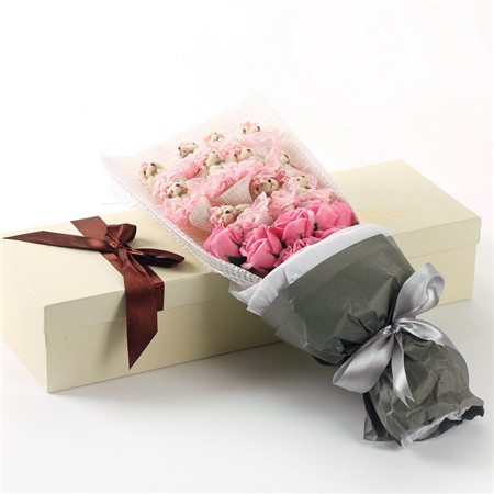 11 pink bears pink soap flowers