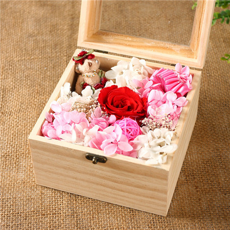 Preserve flowers Red 1 flower + 1 bear