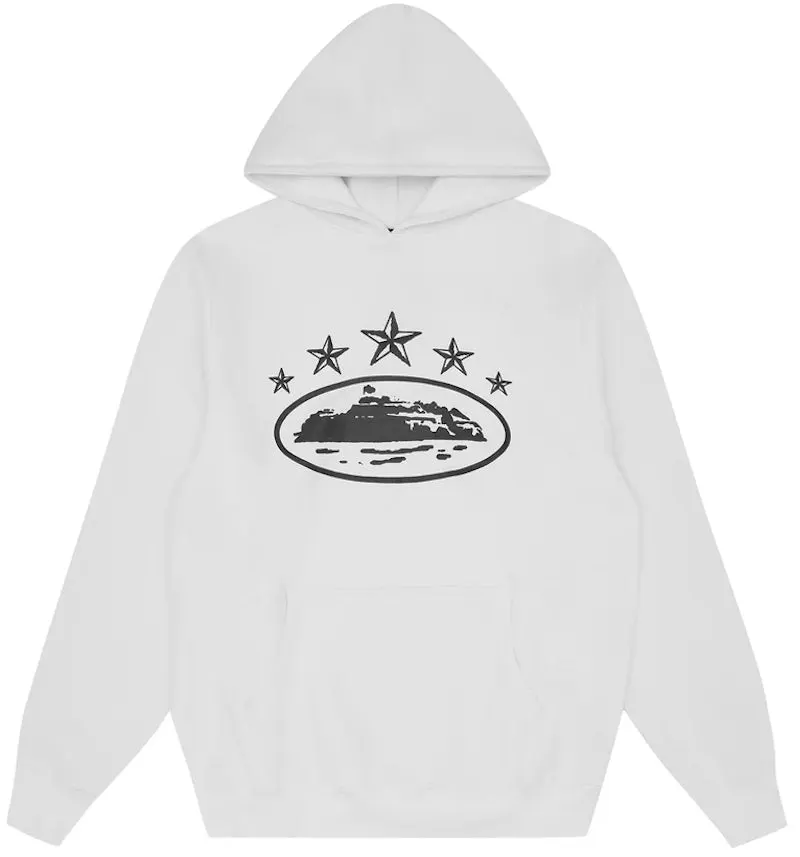 Corteiz 5 Starz Alcatraz Hoodie White