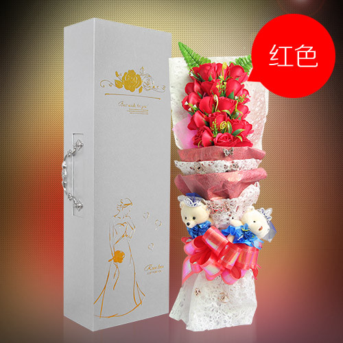 19 red soap flower gift box