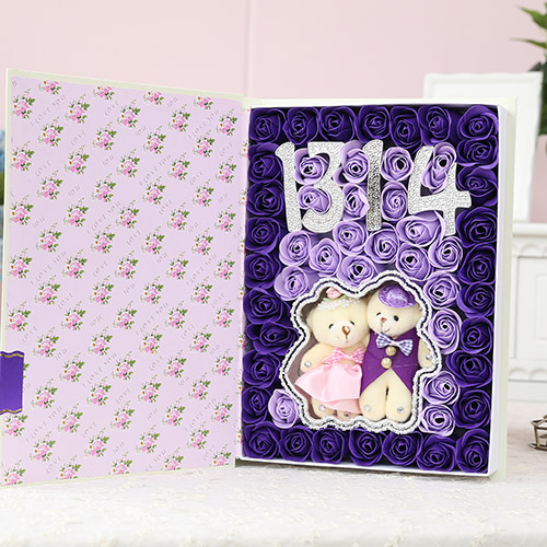 Soap Flower 1314+Hug Bear Purple
