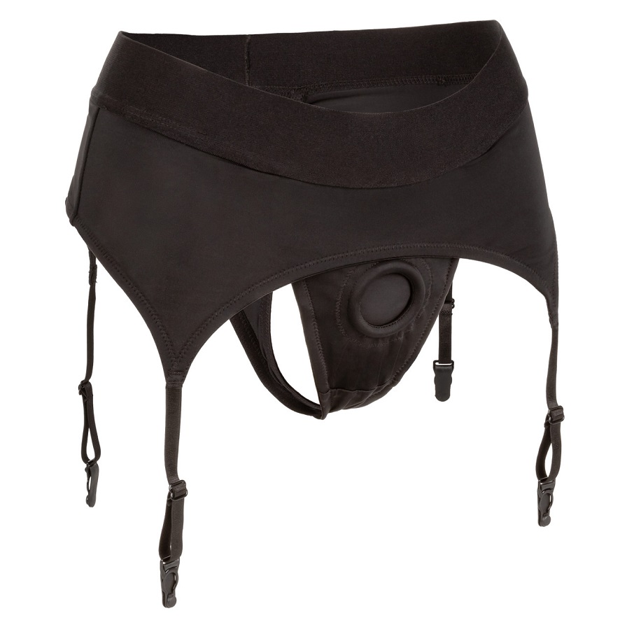 Boundless Thong W Garter - Black - L/XL