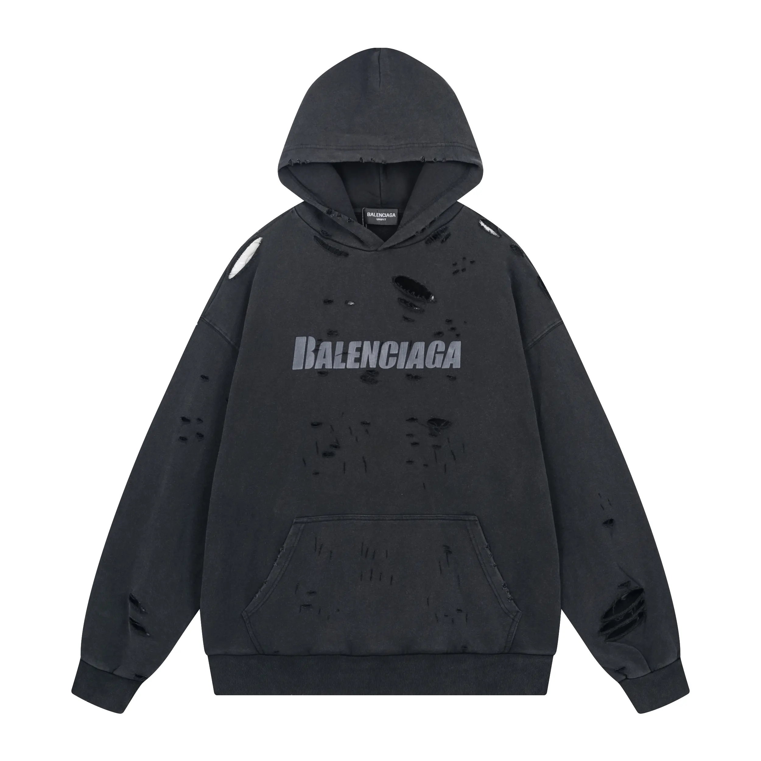 Balenciaga Destroyed logo cotton jersey hoodie