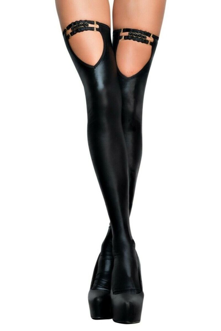 Wetlook Stockings ST06 - Black - S/M