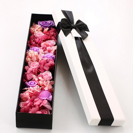 Preservation flowers-Purple Pink Rose Gift Box