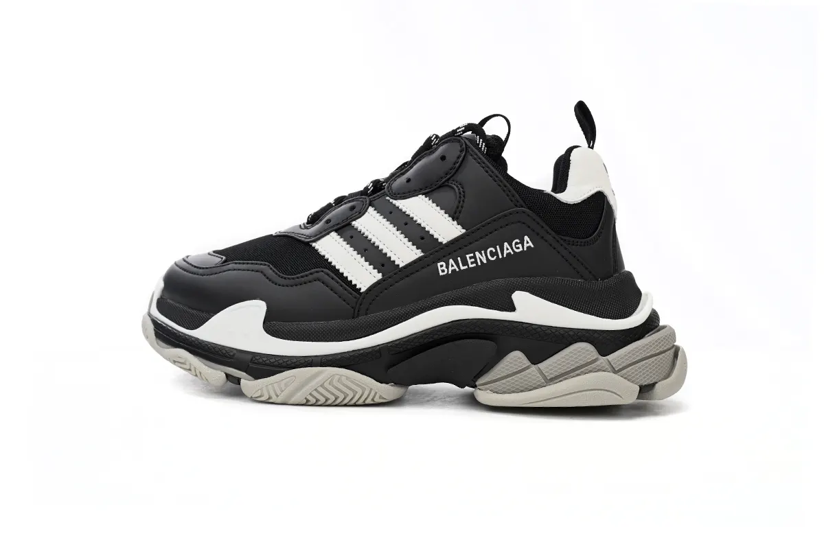 Adidas x Balenciaga Triple S Black And White Bars 712764 W2ZB2 1090