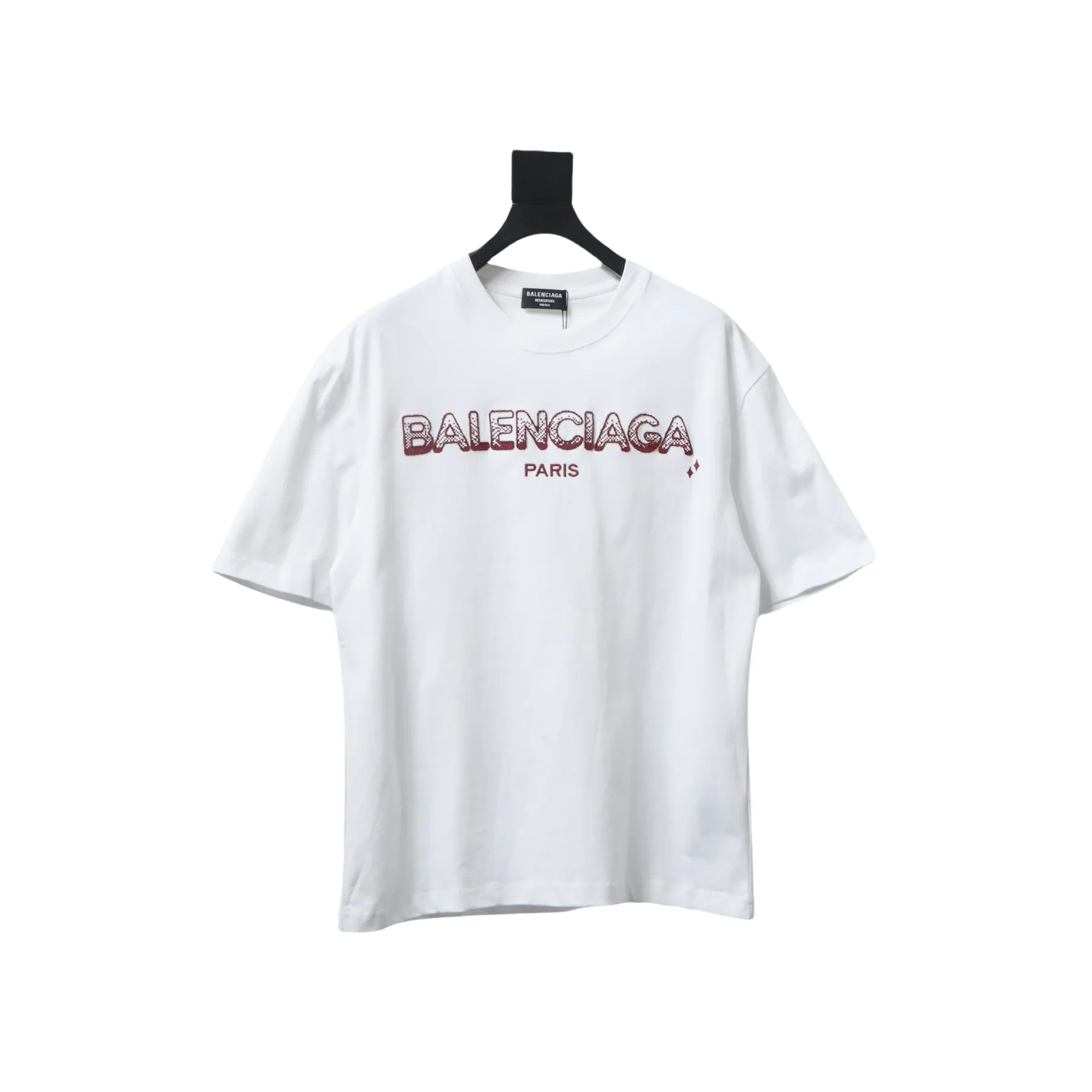 Balenciaga 25ss gradient letter embroidery short sleeve white