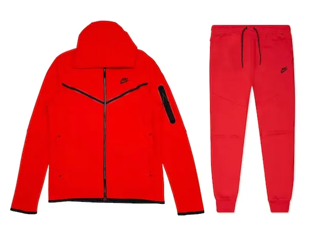 Nike Sportswear Tech Fleece Full Zip Hoodie & Joggers Set University Red