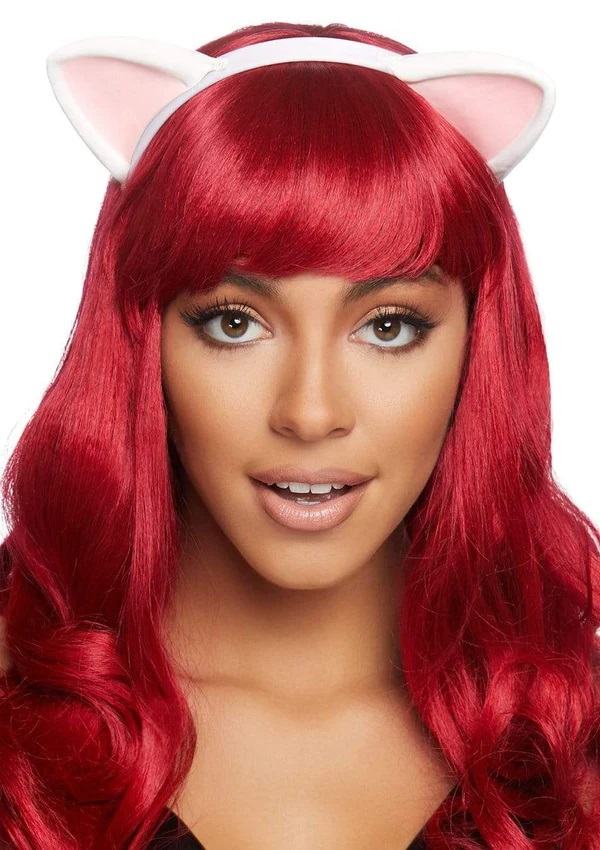 Latex Kitty Ear Headband - White