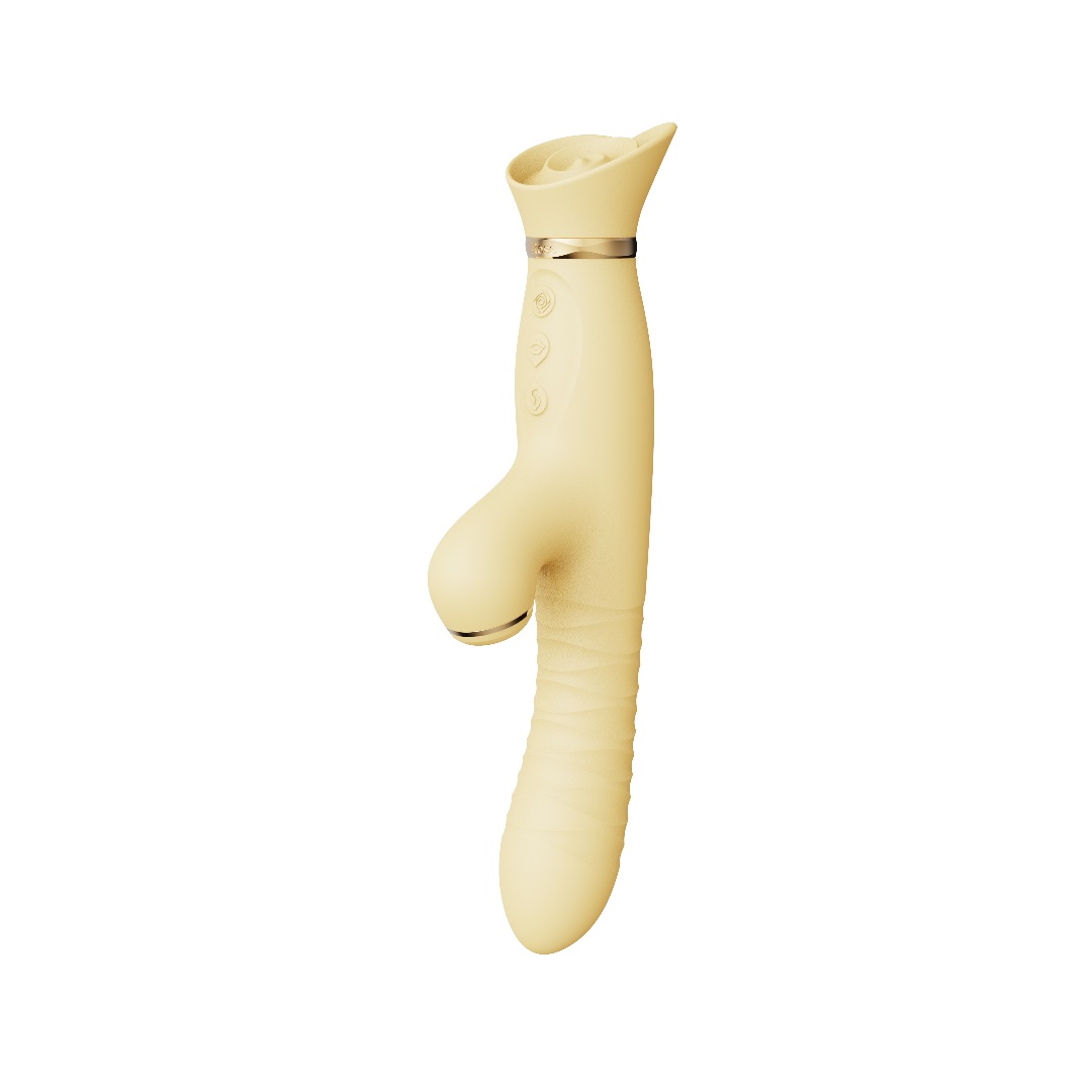 Rose Thruster Rabbit Vibrator - Lemon Yellow