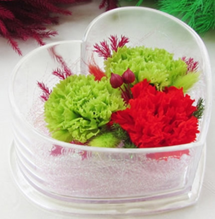 Preserve flowers Carnation heart box 3 flowers