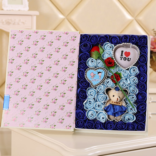 Soap flower + bear lamp blue