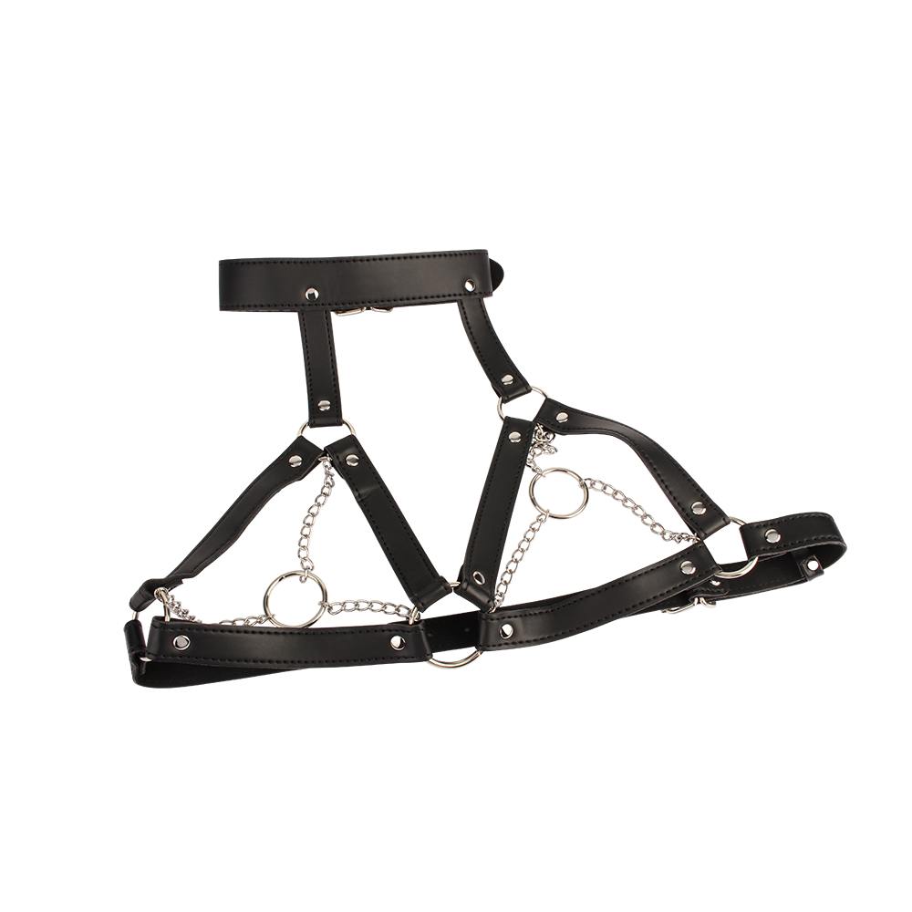 Breast Harness W O-Ring Chain - Black