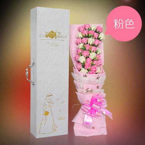 33 flowers with pink soap flowers